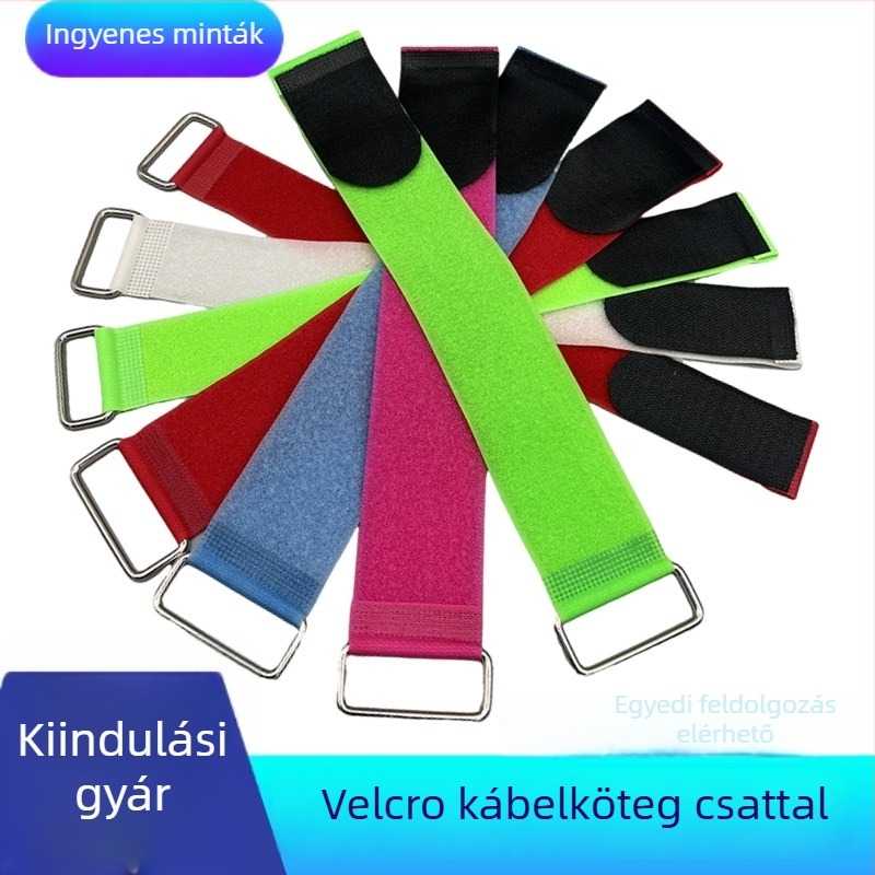 Színes Velcro-szalagok a vezetékek rendezésére, fordított csattal