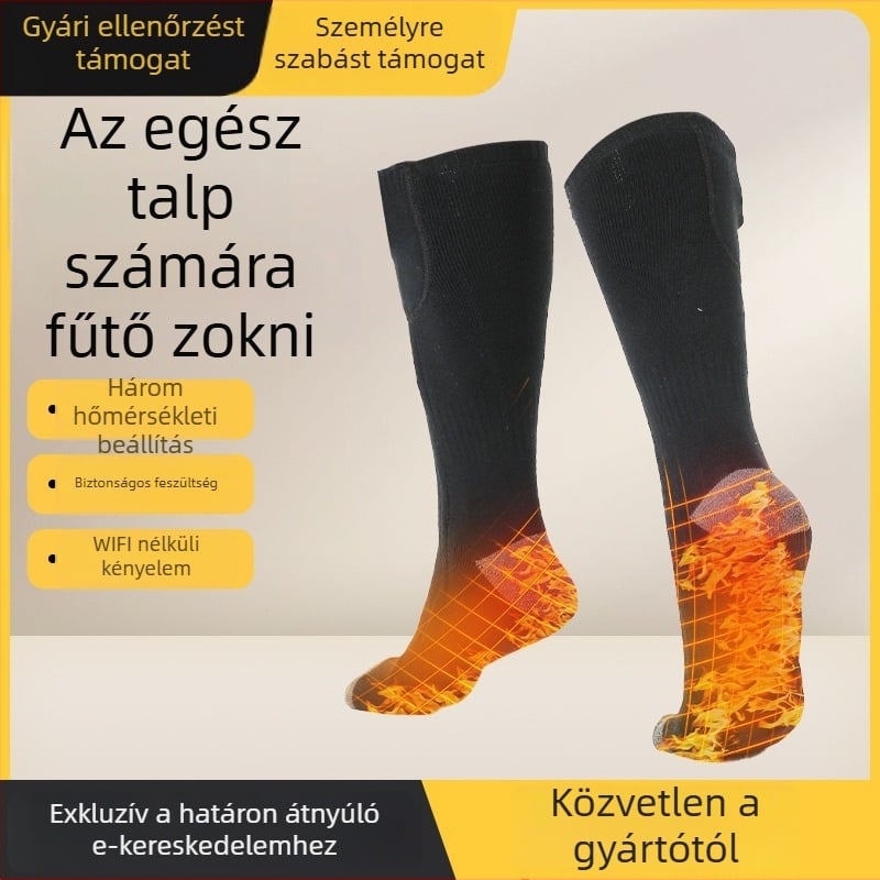 Teljes talp melegítő zokni – újratölthető polimer lítium akkumulátor, USB/duális használat, kültéri síeléshez, uniszex, modell Ys 8006, 3.7V, 4W