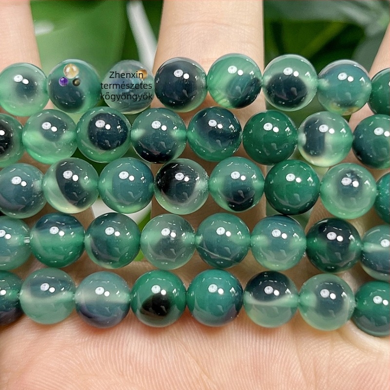 8 mm zöld achát gömbölyű gyöngyök DIY ékszerekhez