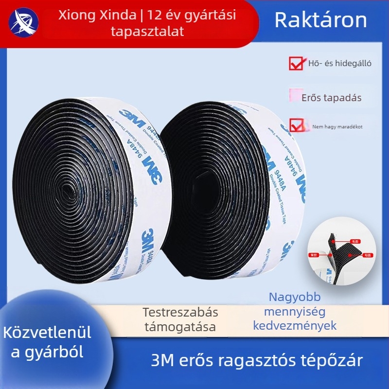 3M ragasztós tépőzár 9448A3M, ellenálló a magas és alacsony hőmérsékleteknek, kültéri használatra, erős önállóan tapadó tépőzár horog- és hurkoló felületekkel
