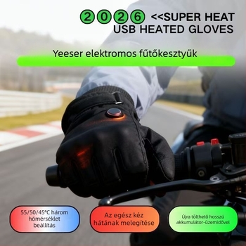 Melegített bőrkesztyűk USB-s táplálású felnőtteknek, uniszex – kerékpározáshoz és síeléshez