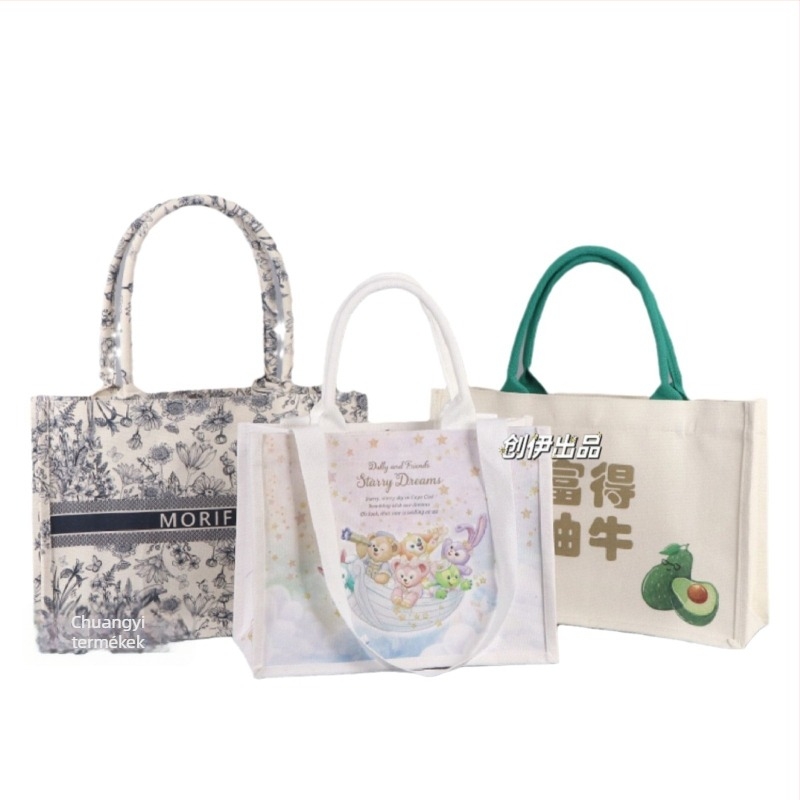 Vászon tote táska testreszabható szalagokkal, felgyorsított logónyomtatás, testreszabható gyártás (MOQ 300; tolerancia 0,5–2 cm)