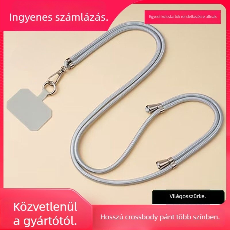 Mobiltelefon nyakpánt - nejlon fonott zsinór, uniszex stílus, fém csat