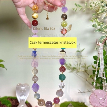 Geometriai alakú kristály nyaklánc 18K arany medállal, egyrétegű, uniszex