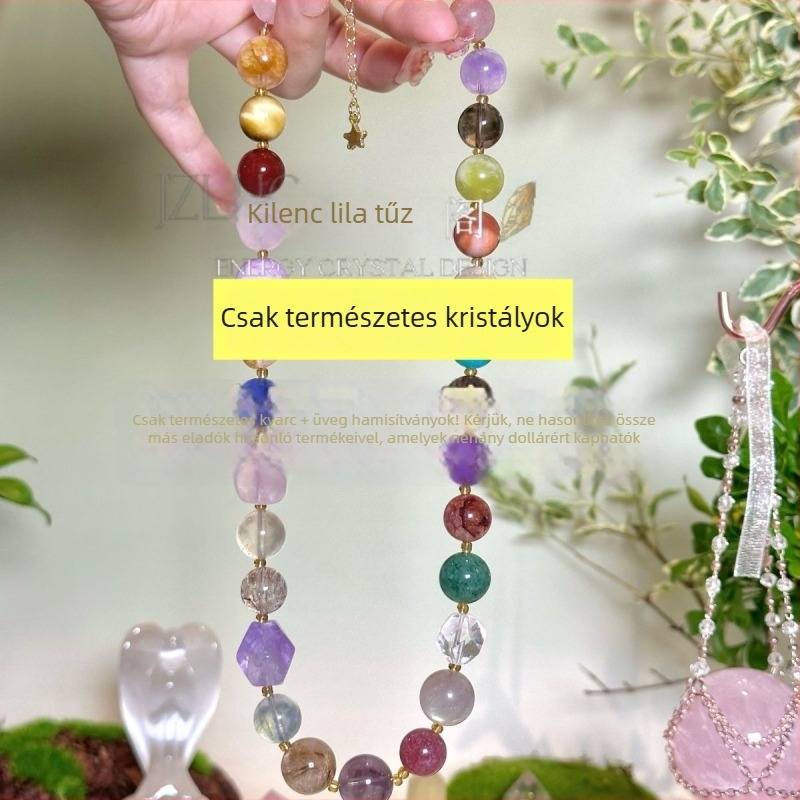 Geometriai alakú kristály nyaklánc 18K arany medállal, egyrétegű, uniszex