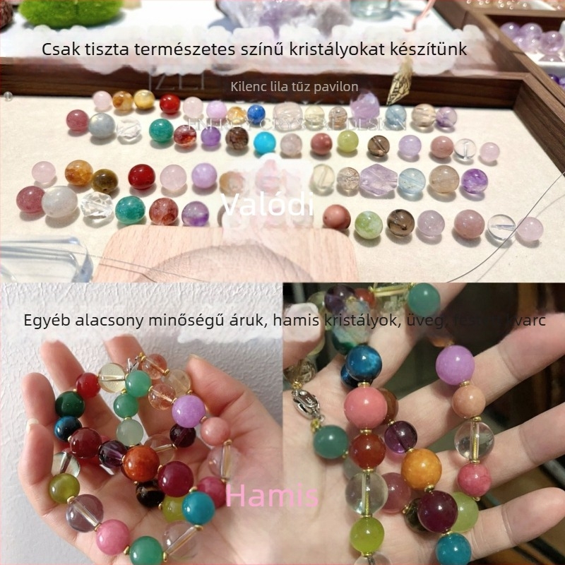 Geometriai alakú kristály nyaklánc 18K arany medállal, egyrétegű, uniszex