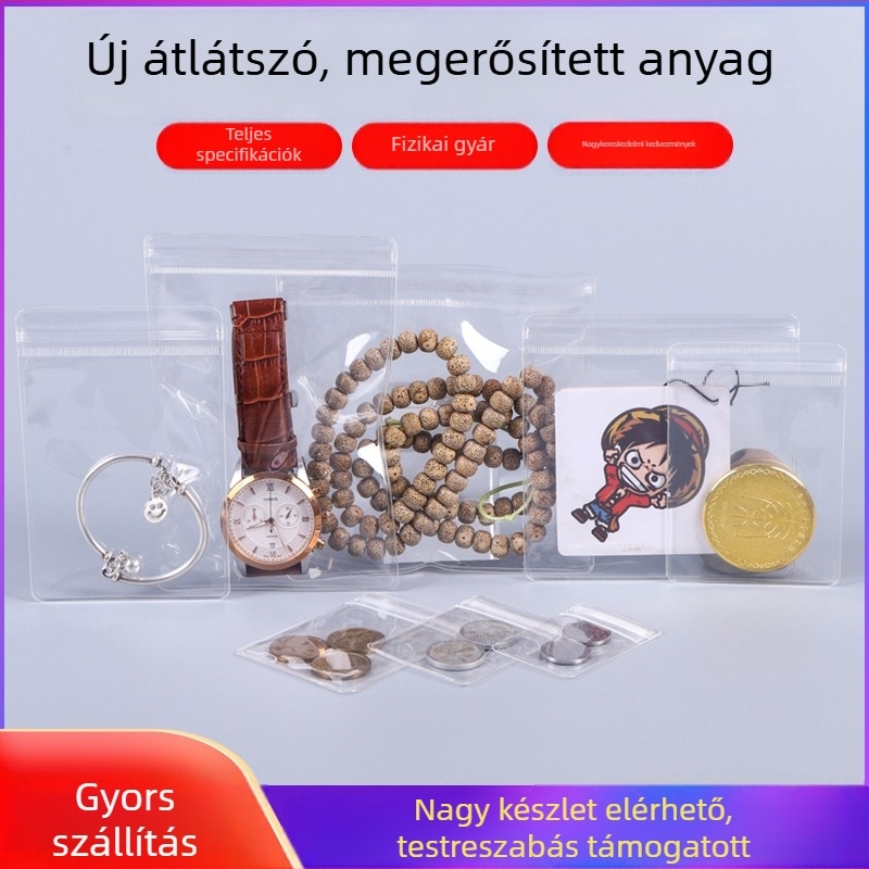 PVC átlátszó ékszer tároló zacskó önzáró záródással – 50 db-os csomag, anti-oxidáció, fülbevalókhoz, Renfan packaging