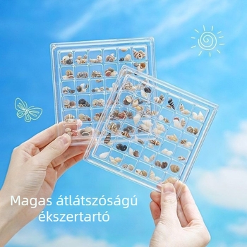 Kagyló alakú műanyag ékszerdoboz, szabad stílus, kemény kivitel, 1 db