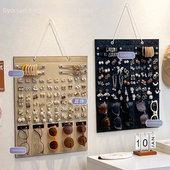 Belon felt ékszerek falra szerelhető tárolója, nem szőtt textile, kampóval történő rögzítés, 1 réteg