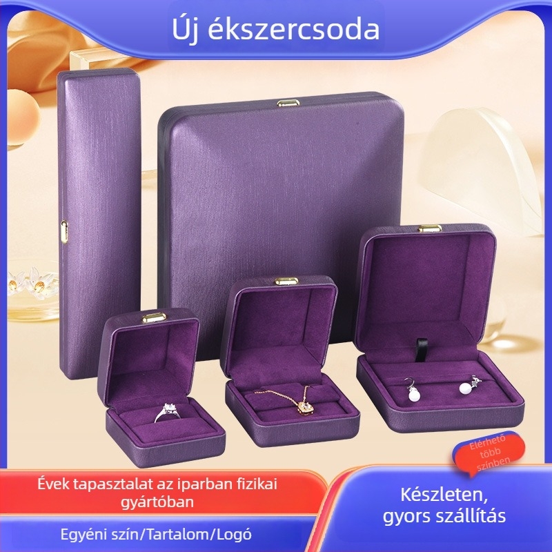 Ékszerbemutató doboz – vintage korona kapoccsal, fém doboz PU bőrrel és flanel belsővel, gyűrűk és nyakláncok csomagolásához