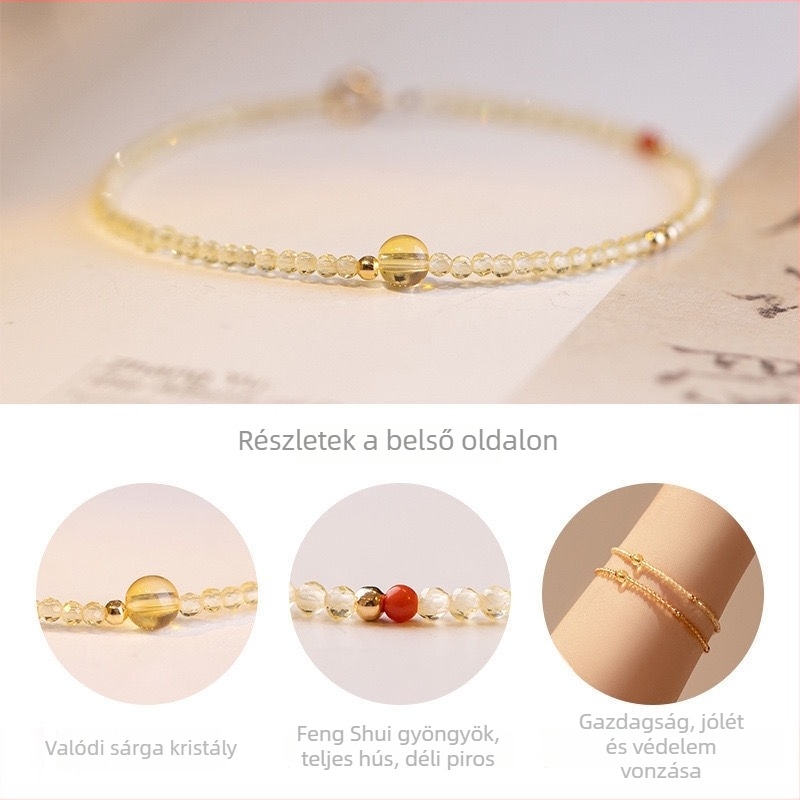 Karkötő – Instagram-stílusú citrin kristály, 14K dizájn, fáradtság elleni funkció