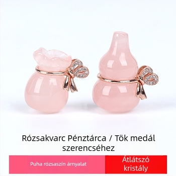 Rozé arany bevonat nyaklánc, tök alakú rózsakvarc medállal, elektroplattált felülettel, Shanwei eredet, univerzális stílus