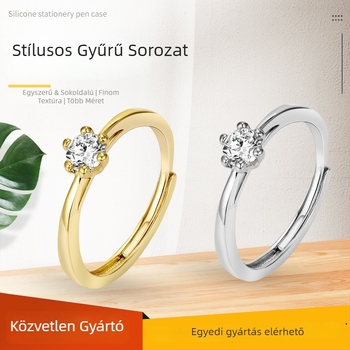 Új minimalistikus virágos női gyűrű, elegáns és kifinomult, kiváló minőségű elektroplatinált ezüst cirkóniával, sokoldalú és testreszabható