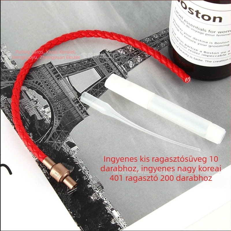 Zhou Sheng stílusú piros zsinóros karkötő, 3D aranyfényes felülettel, DIY ékszer, kézzel kötött, mágneses zár és mikroszálas bőrszál