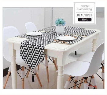 Asztali zászló len- és pamut keverékből, 50% pamut, 50% poliészter, geometriai absztrakt mintázat, modern egyszerű stílus, testreszabható, Ju Meishi