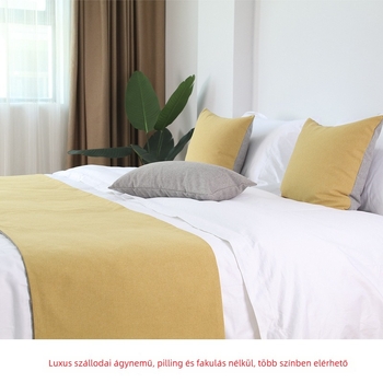 Szállodai ágyvégi futó és párnahuzat készlet, poliészter, modern minimalist stílus, logónyomtatás, testreszabás elérhető