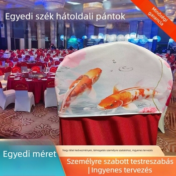 Elasztikus székhátfedő, pántok nélkül, megerősített, szállodai és esküvői felhasználásra, pillangó alakú körgyűrűs pánttal, modern minimál stílus, rajzfilm mintázat