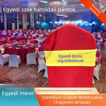 Elasztikus székhátfedő, pántok nélkül, megerősített, szállodai és esküvői felhasználásra, pillangó alakú körgyűrűs pánttal, modern minimál stílus, rajzfilm mintázat