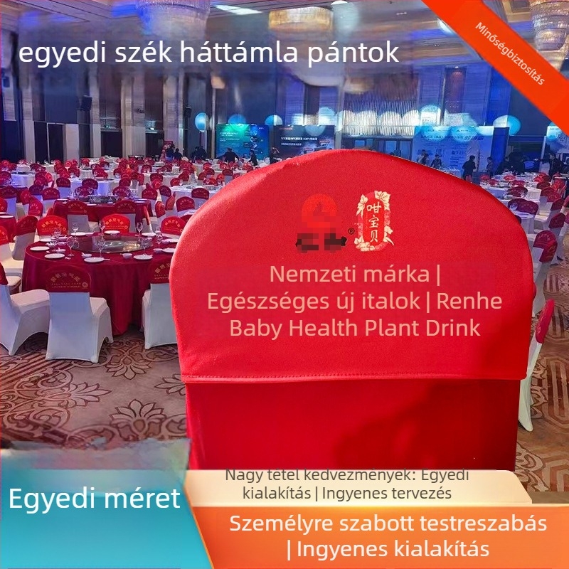 Elasztikus székhátfedő, pántok nélkül, megerősített, szállodai és esküvői felhasználásra, pillangó alakú körgyűrűs pánttal, modern minimál stílus, rajzfilm mintázat