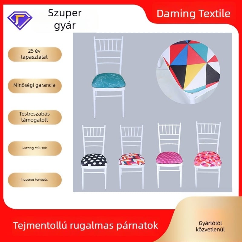 Nyomtatott üléspárnahuzat tej-selyemmel és pamuttal - kör forma - csúszásmentes - porálló - modern minimál stílus