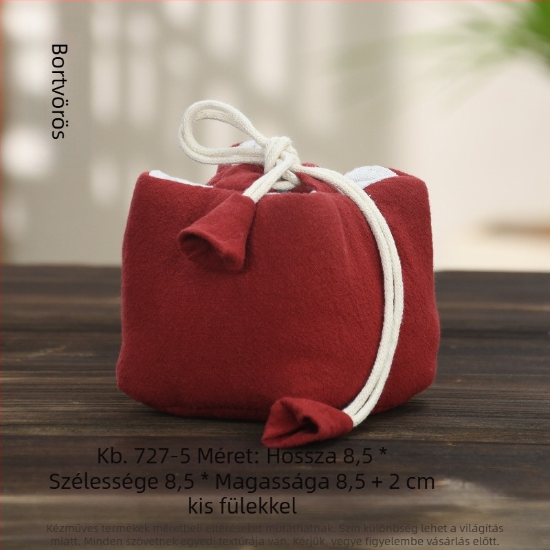 Teaceremónia kiegészítő készlet vászon tároló tasakkal, logó nyomtatott, Ten brocade, 30–70 g, OPP csomagolás