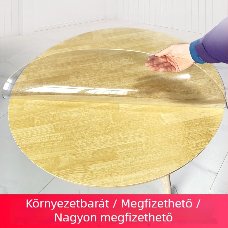 Átlátszó kerek asztalvédő, vízálló, olajálló, égési védelem, könnyen tisztítható, háztartási használatra