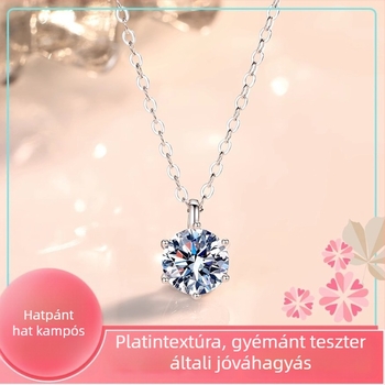 Moissanite nyaklánc 925-ös ezüstből, 1 ct, hatszárnyú beállítás, O-gyűrű lánc, nőknek