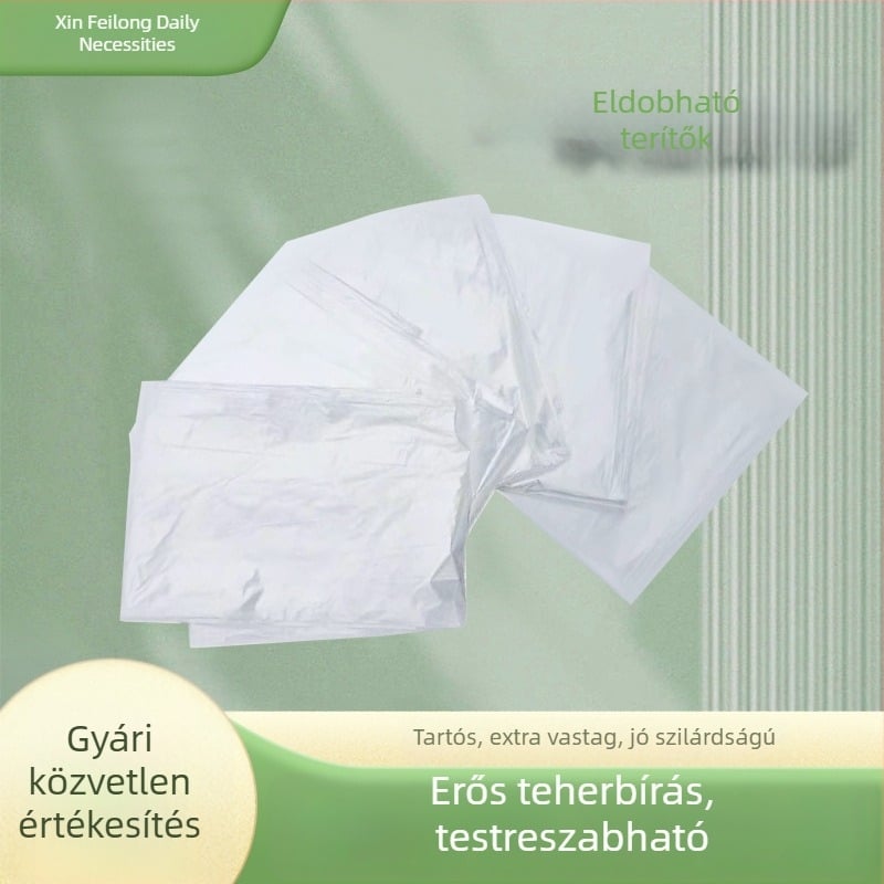 Megvastított egyszer használatos PE asztalterítő, egy darabos, összecsukható, por- és szennyeződés elleni védelemmel, szállodai és otthoni használatra