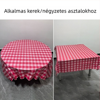 Egyszer használatos műanyag asztalterítő, kör alakú, 0,03 mm, rácsos mintázat, modern egyszerű stílus