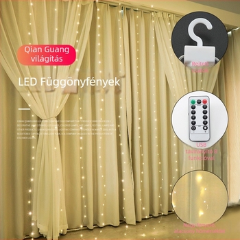 Függönylámpa rézdrótból, távirányítóval, 200 lm, 5V, IP65, fényerő-szabályozható — QG300 modell