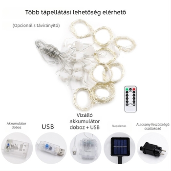 Függönylámpa rézdrótból, távirányítóval, 200 lm, 5V, IP65, fényerő-szabályozható — QG300 modell