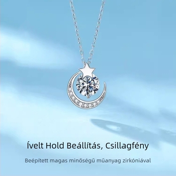 925-ös ezüst nyaklánc csillagmedállal, cirkóniával beépítve, női divat stílus