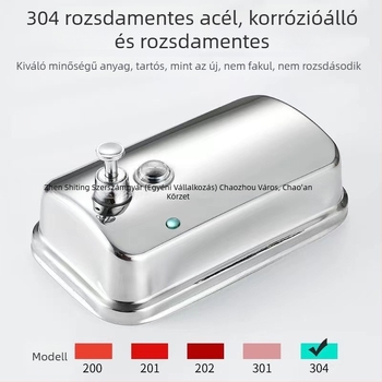 Rozsdamentes acél szappanadagoló, falra szerelhető, kézi nyomásos működés, 304 rozsdamentes acél, fekete szálcsiszolt felület, modern minimalista dizájn
