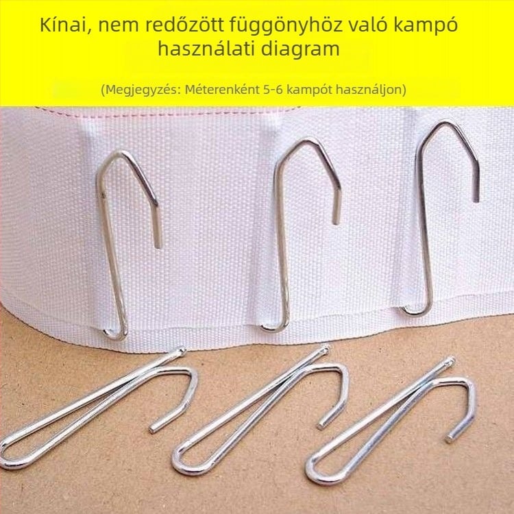 68 mm-es egységes S horog függönyökhez, plisé függönyökhöz, elektropátolt vasötvözet