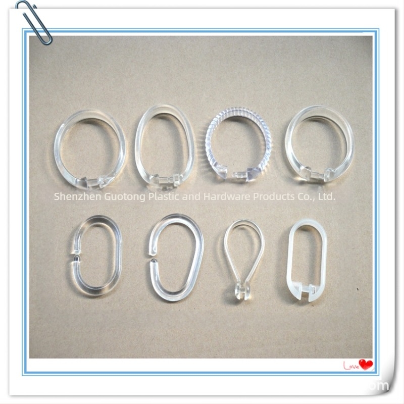 Zuhanyfüggöny akasztó, C alakú, plasztik, egy horoggal, PVC/PP/PE/ABS/Nylon, teherbírás 20–30 kg