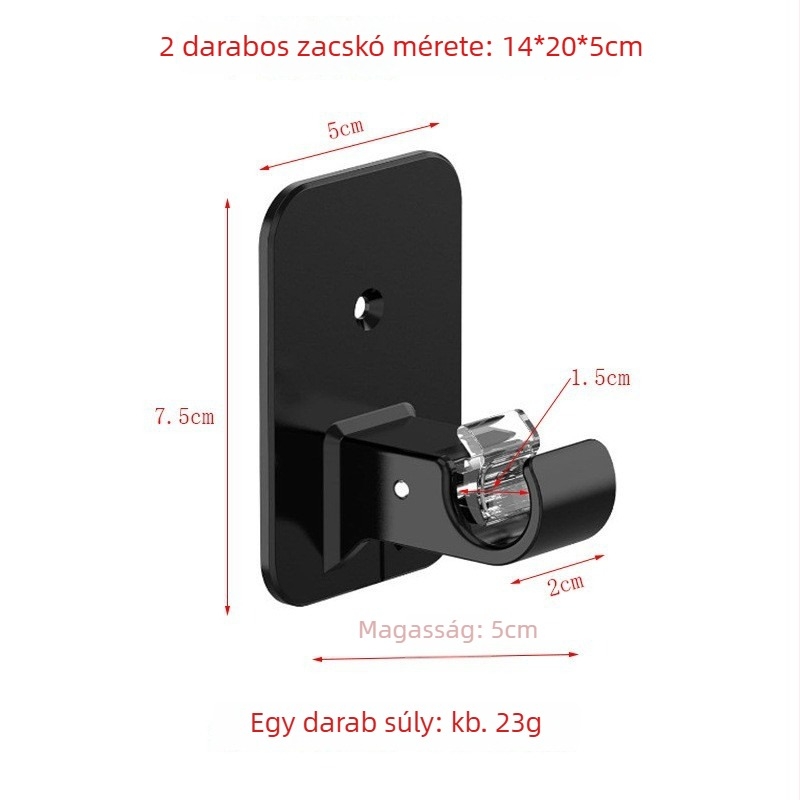 Magic art ABS Zuhanyfüggönyrúd klipsz ragasztó horoggal – hosszú bot alakú, egylábú, modern minimalista stílus, teherbírás 1–3 kg