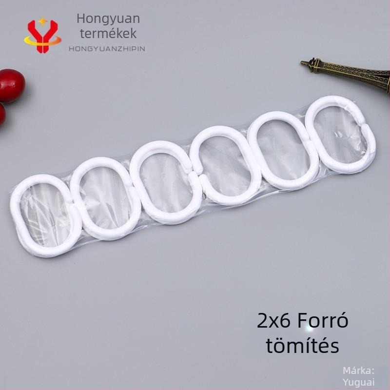 Műanyag C-alakú zuhanyfüggöny horogok, fehér, vastított kivitel, rúdhoz és függönyhöz, modern minimalist design