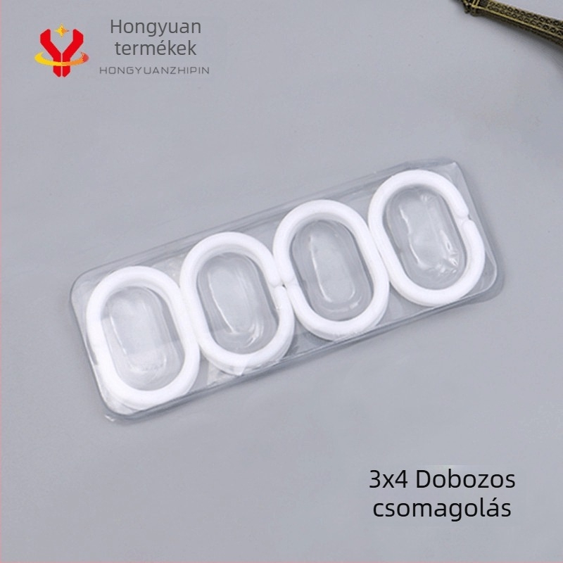 Műanyag C-alakú zuhanyfüggöny horogok, fehér, vastított kivitel, rúdhoz és függönyhöz, modern minimalist design