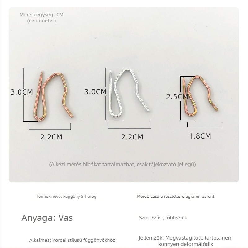 Koreai stílusú plisált függönyhorgok – S-alakú ötvözetes horogok