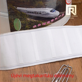 Függöny kampó szalag, 7 cm széles, lyukak közötti távolság 2,5 cm, fehér, 10 éves garancia
