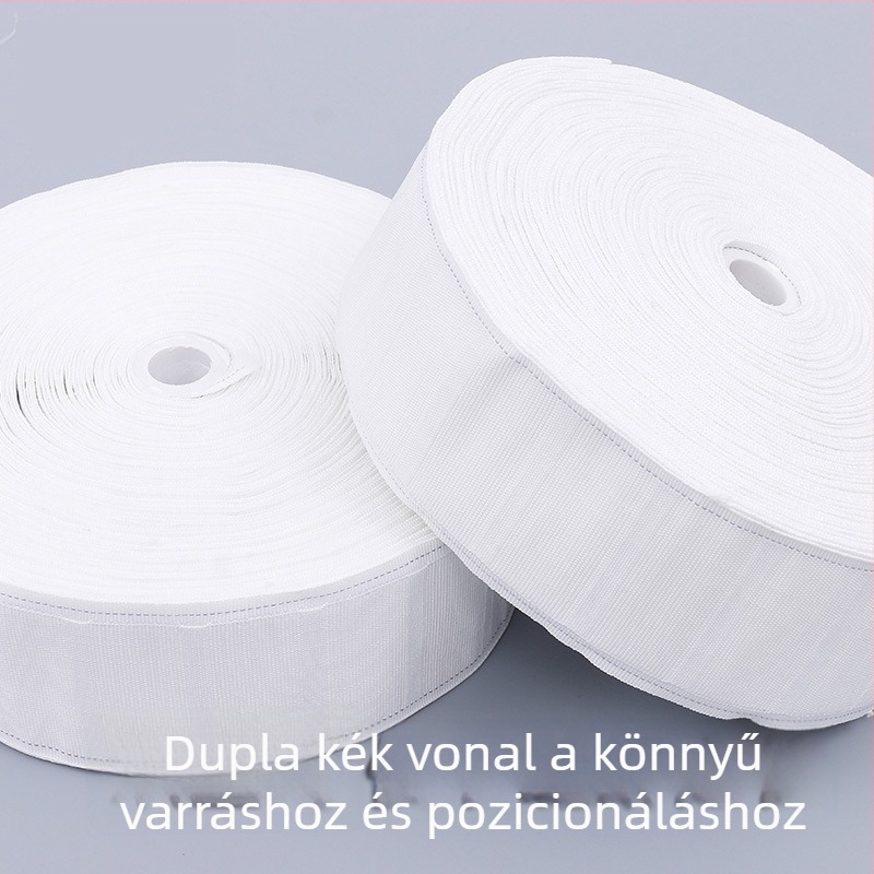 Függöny kampó szalag, 7 cm széles, lyukak közötti távolság 2,5 cm, fehér, 10 éves garancia