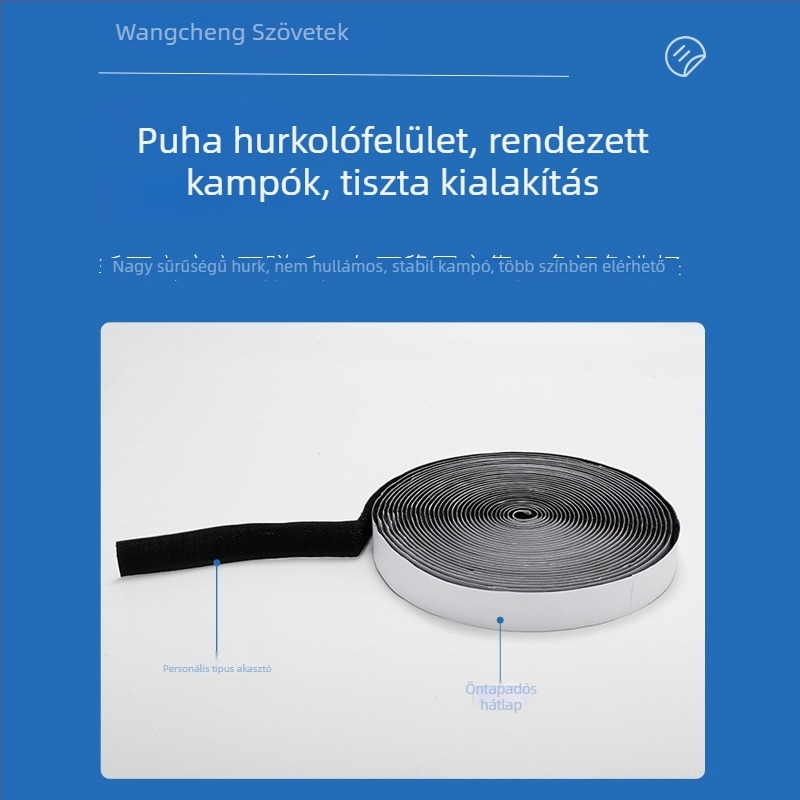 Velcro szalag nylon + poliészter keverékből, kétoldalú önhúzódó Hook‑and‑Loop zárócsík, cipők, védőfelszerelések, hátizsákok és ruházat számára