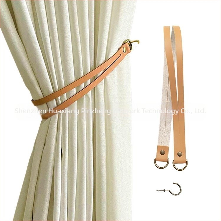 Bőr függönykötők – modern minimalista stílus, logó forró bélyegzéssel