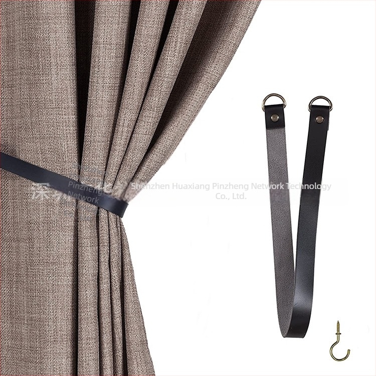 Bőr függönykötők, modern minimalist stílus, forró lenyomat logó, egyszalagos csomagolás