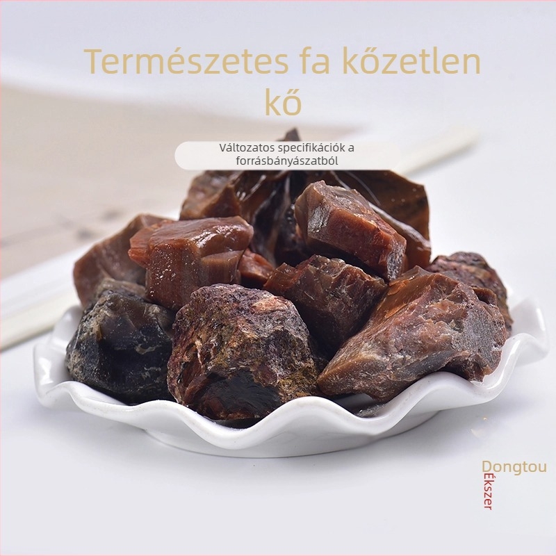 Barna természetes kristály nyers kő petrifikált fával – aromaterápiához és dekorációhoz