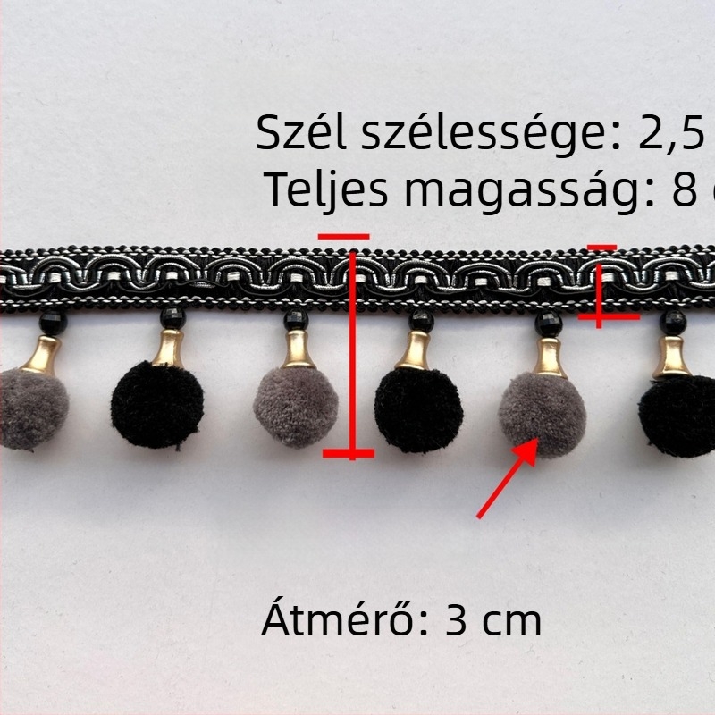Karnisfüggöny kiegészítő – bolyhos golyó, anyag: szövet, modern minimalist stílus, testreszabható, termékkód 202401205