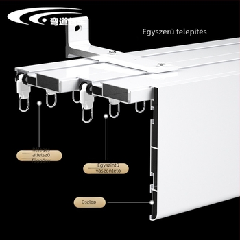 Integrált felső sínnel rendelkező függönytok, alumíniumötvözetből, modell 2000, márka Overtaking on Curve, stílus modern minimalizmus