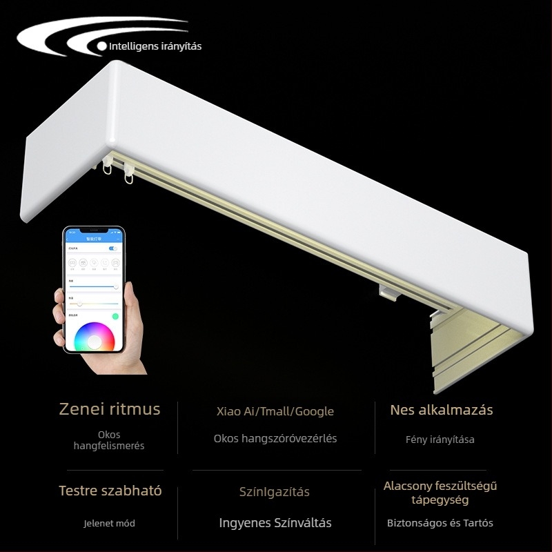 Integrált felső sínnel rendelkező függönytok, alumíniumötvözetből, modell 2000, márka Overtaking on Curve, stílus modern minimalizmus