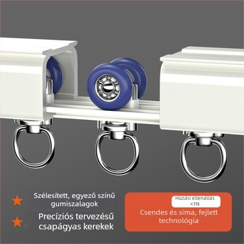 2,8 mm-es extra vastag csapágyas görgős függönycsík, nehéz alumínium ötvözet, kettős sín, csendes működés