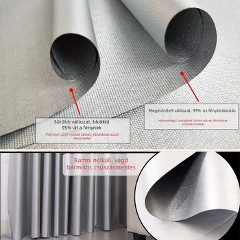 Vastagított blackout függönyanyag, készre, teljes árnyékolás, fényblokkoló anyag, tartalmaz 10 kampót